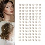 Perlute din acril pentru make-up cu adeziv PGA004 Crem 8mm 120 buc